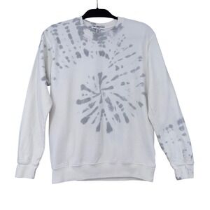 Sub_Urban Riot Womens Grey White Tie Dye Spiral Cotton Crewneck Sweatshirt XS